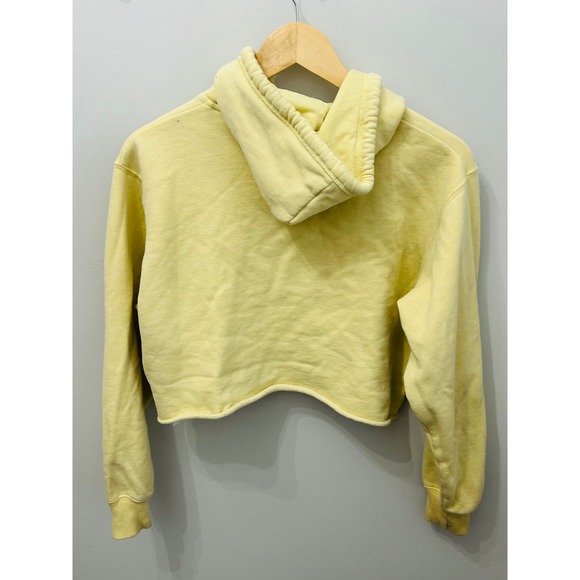 Hollister California Yosemite Valley Cropped Hoodie Yellow Graphic Sweatshirt S - Picture 3 of 4